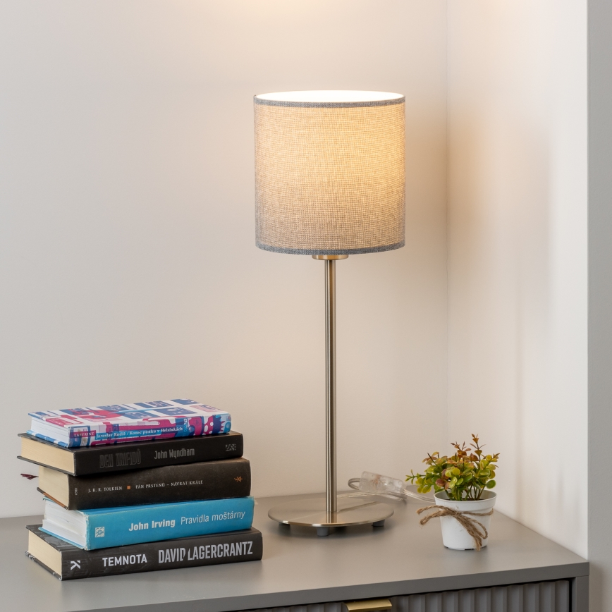 Eglo - Επιτραπέζιο φωτιστικό LED TUNJA 1xE27/60W/230V 38,5 cm ματ χρώμιο/γκρι
