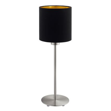 Eglo - Επιτραπέζιο φωτιστικό LED TUNJA 1xE27/60W/230V 38,5 cm ματ χρώμιο/μαύρο