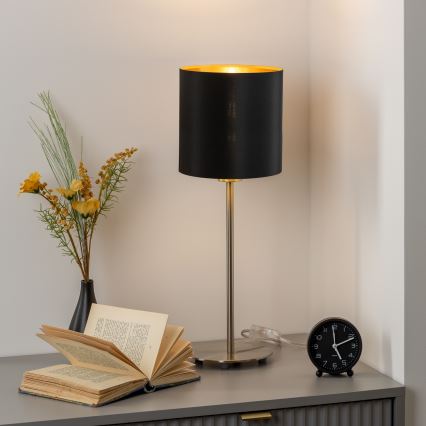 Eglo - Επιτραπέζιο φωτιστικό LED TUNJA 1xE27/60W/230V 38,5 cm ματ χρώμιο/μαύρο