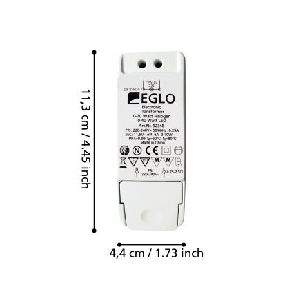 Eglo - Ηλεκτρονικός μετασχηματιστής 70W/230V/11,5V AC