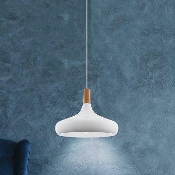 Eglo - Κρεμαστό φωτιστικό οροφής 1xE27/40W/230V διάμετρος 40 cm λευκό - FSC πιστοποιημένο
