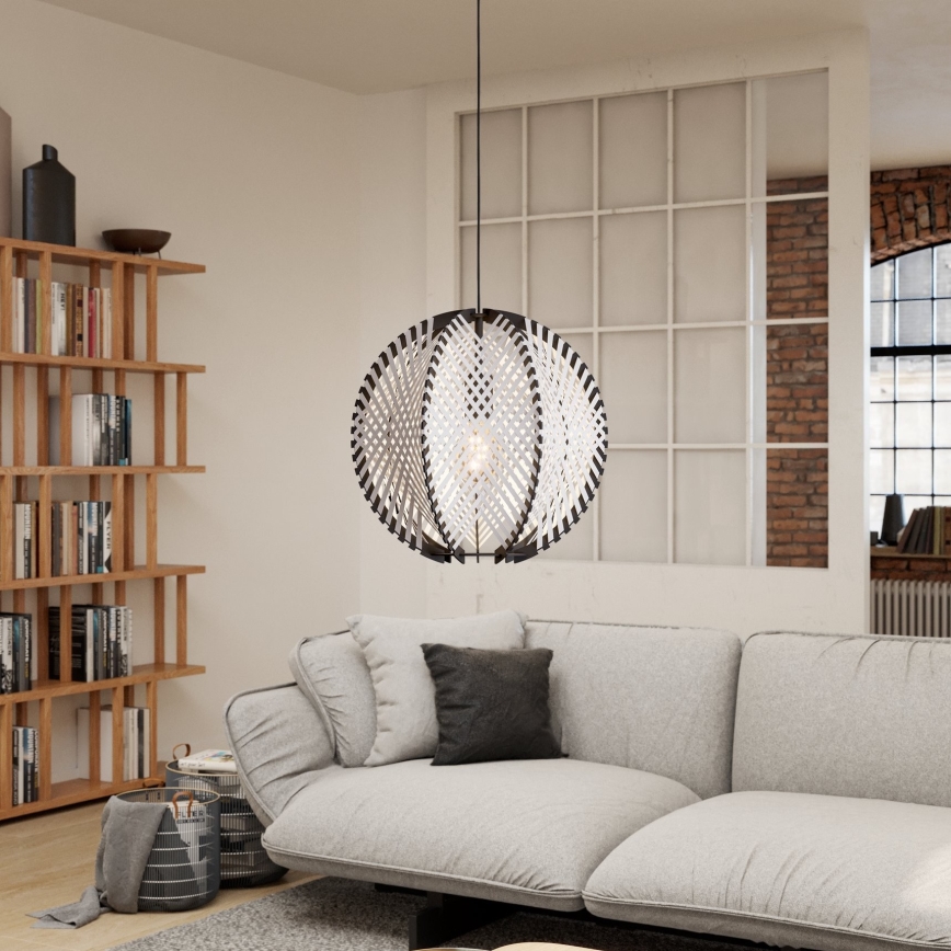 Eglo - Κρεμαστό φωτιστικό οροφής 1xE27/40W/230V διάμετρος 40 cm λευκό/μαύρο
