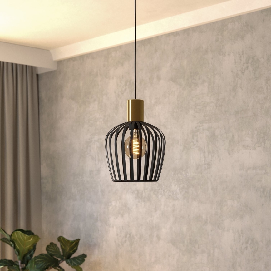Eglo - Κρεμαστό φωτιστικό οροφής 1xE27/40W/230V μαύρο/χρυσό