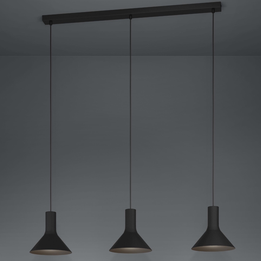 Eglo - Κρεμαστό φωτιστικό οροφής 3xE27/28W/230V μαύρο