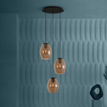 Eglo - Κρεμαστό φωτιστικό οροφής 3xE27/40W/230V καφέ