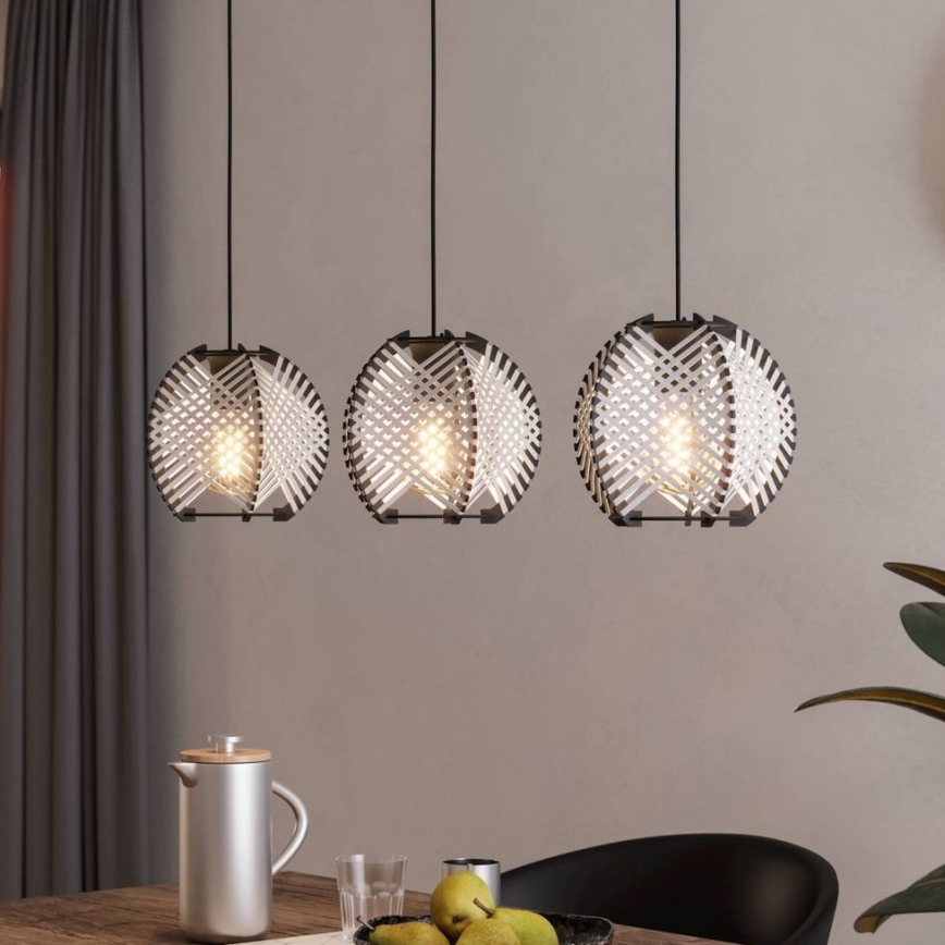 Eglo - Κρεμαστό φωτιστικό οροφής 3xE27/40W/230V λευκό/μαύρο