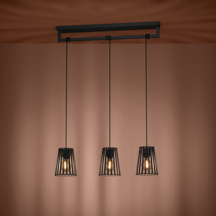Eglo - Κρεμαστό φωτιστικό οροφής 3xE27/40W/230V μαύρο