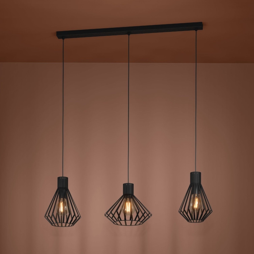 Eglo - Κρεμαστό φωτιστικό οροφής 3xE27/40W/230V μαύρο