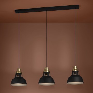 Eglo - Κρεμαστό φωτιστικό οροφής 3xE27/40W/230V μαύρο/χρυσό