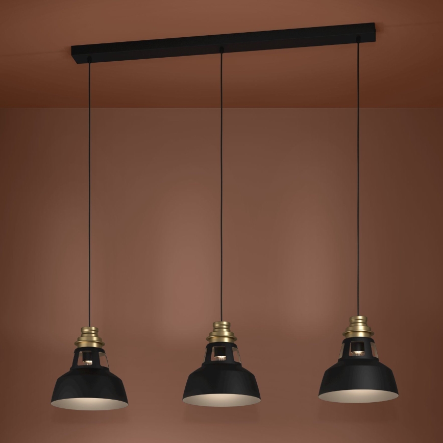 Eglo - Κρεμαστό φωτιστικό οροφής 3xE27/40W/230V μαύρο/χρυσό