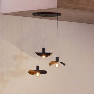Eglo - Κρεμαστό φωτιστικό οροφής 3xE27/40W/230V μαύρο/χρυσό