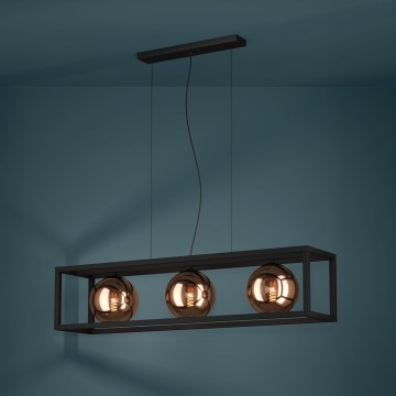 Eglo - Κρεμαστό φωτιστικό οροφής 3xE27/40W/230V χαλκός/μαύρο