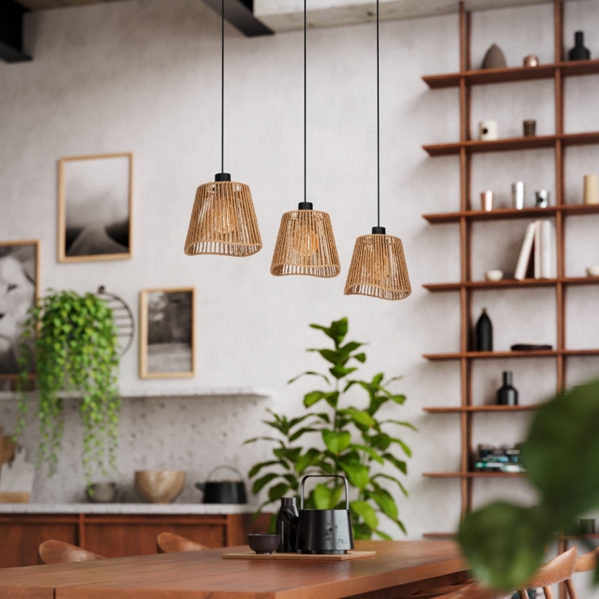 Eglo - Κρεμαστό φωτιστικό οροφής 3xE27/60W/230V καφέ