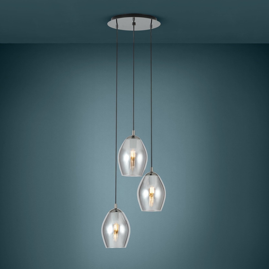 Eglo - Κρεμαστό φωτιστικό οροφής 3xE27/60W/230V φιμέ