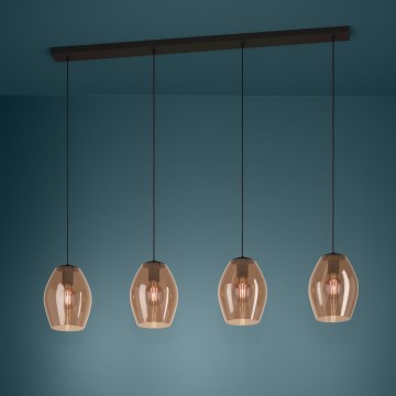 Eglo - Κρεμαστό φωτιστικό οροφής 4xE27/40W/230V καφέ