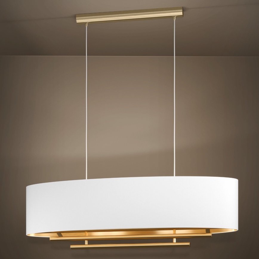 Eglo - Κρεμαστό φωτιστικό οροφής 4xE27/40W/230V λευκό/χρυσό