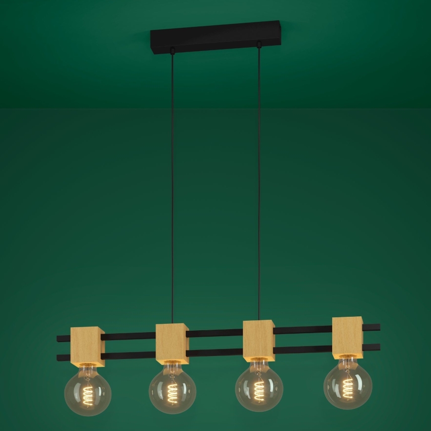 Eglo - Κρεμαστό φωτιστικό οροφής 4xE27/40W/230V μαύρο/καφέ