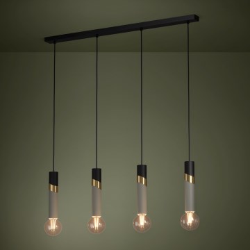 Eglo - Κρεμαστό φωτιστικό οροφής 4xE27/40W/230V μαύρο/χρυσό