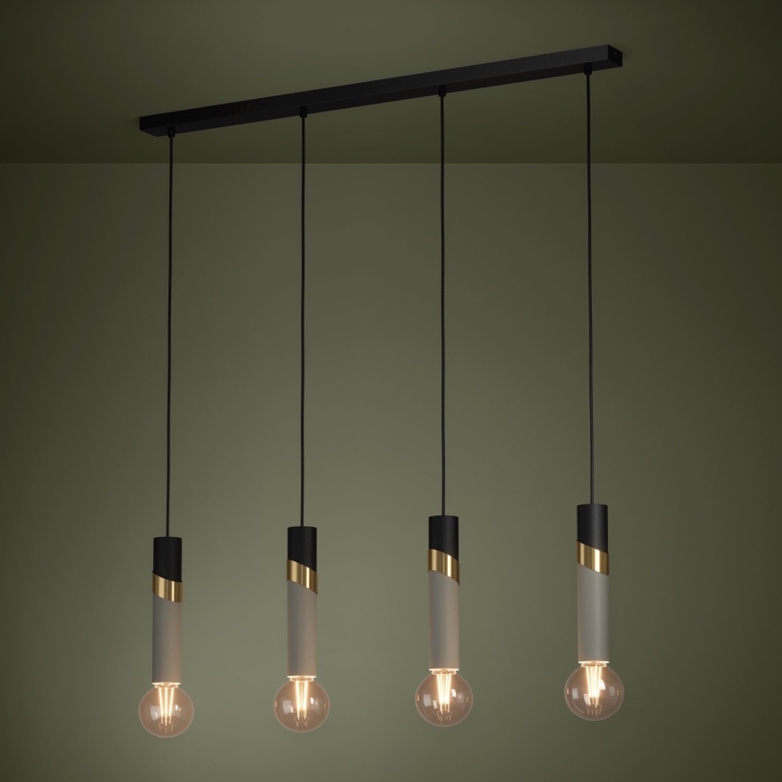 Eglo - Κρεμαστό φωτιστικό οροφής 4xE27/40W/230V μαύρο/χρυσό