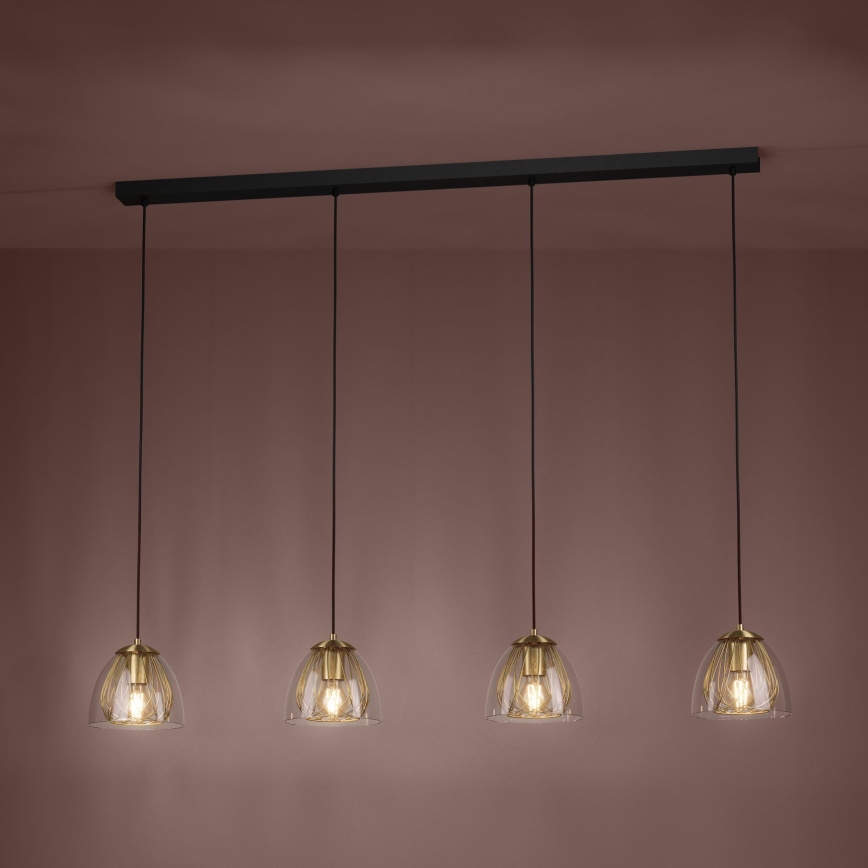 Eglo - Κρεμαστό φωτιστικό οροφής 4xE27/40W/230V χρυσό