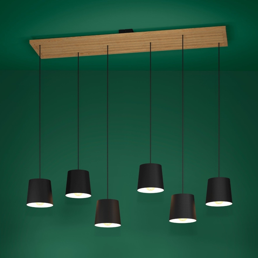 Eglo - Κρεμαστό φωτιστικό οροφής 6xE27/40W/230V μαύρο/καφέ