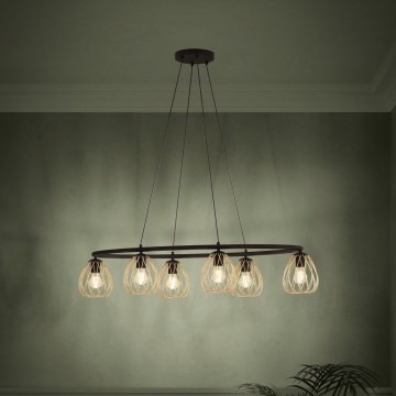 Eglo - Κρεμαστό φωτιστικό οροφής 6xE27/40W/230V μαύρο/χρυσό