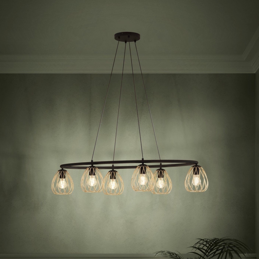 Eglo - Κρεμαστό φωτιστικό οροφής 6xE27/40W/230V μαύρο/χρυσό