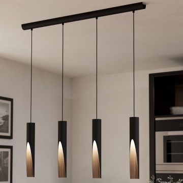 Eglo -  Κρεμαστό φωτιστικό οροφής LED 4xGU10/4,5W/230V 3000K μαύρο/καφέ