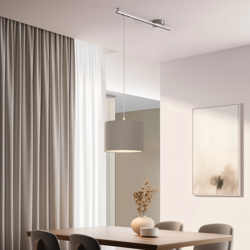 Eglo -  Κρεμαστό φωτιστικό οροφής LED CALCENA 1xE27/60W/230V χρώμιο/taupe