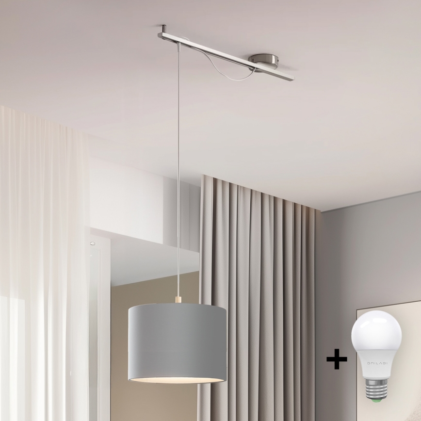 Eglo -  Κρεμαστό φωτιστικό οροφής LED CALCENA 1xE27/60W/230V χρώμιο/γκρι