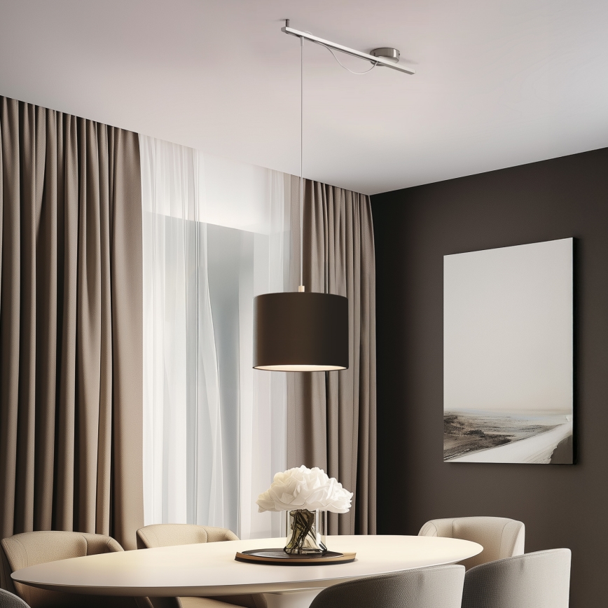 Eglo -  Κρεμαστό φωτιστικό οροφής LED CALCENA 1xE27/60W/230V χρώμιο/καφέ
