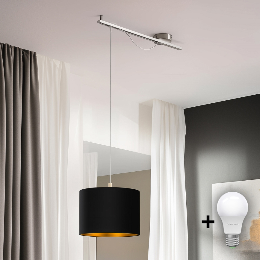 Eglo -  Κρεμαστό φωτιστικό οροφής LED CALCENA 1xE27/60W/230V χρώμιο/μαύρο