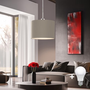 Eglo -  Κρεμαστό φωτιστικό οροφής LED TUNJA 1xE27/60W/230V taupe