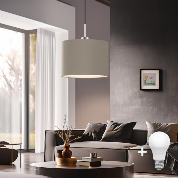 Eglo -  Κρεμαστό φωτιστικό οροφής LED TUNJA 1xE27/60W/230V taupe