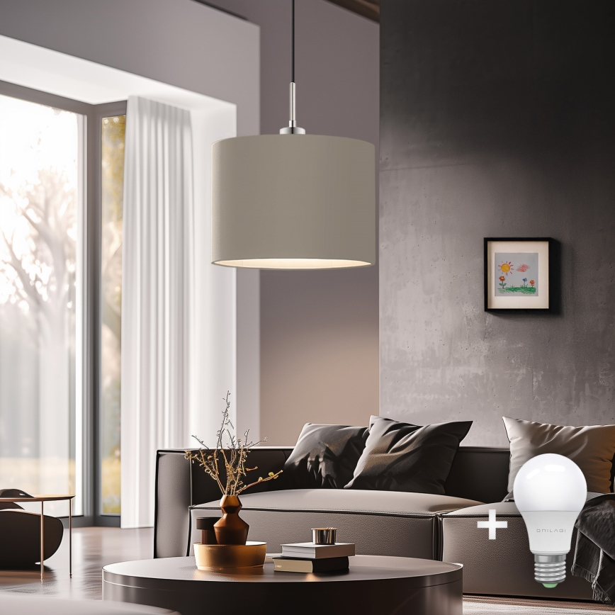 Eglo -  Κρεμαστό φωτιστικό οροφής LED TUNJA 1xE27/60W/230V taupe