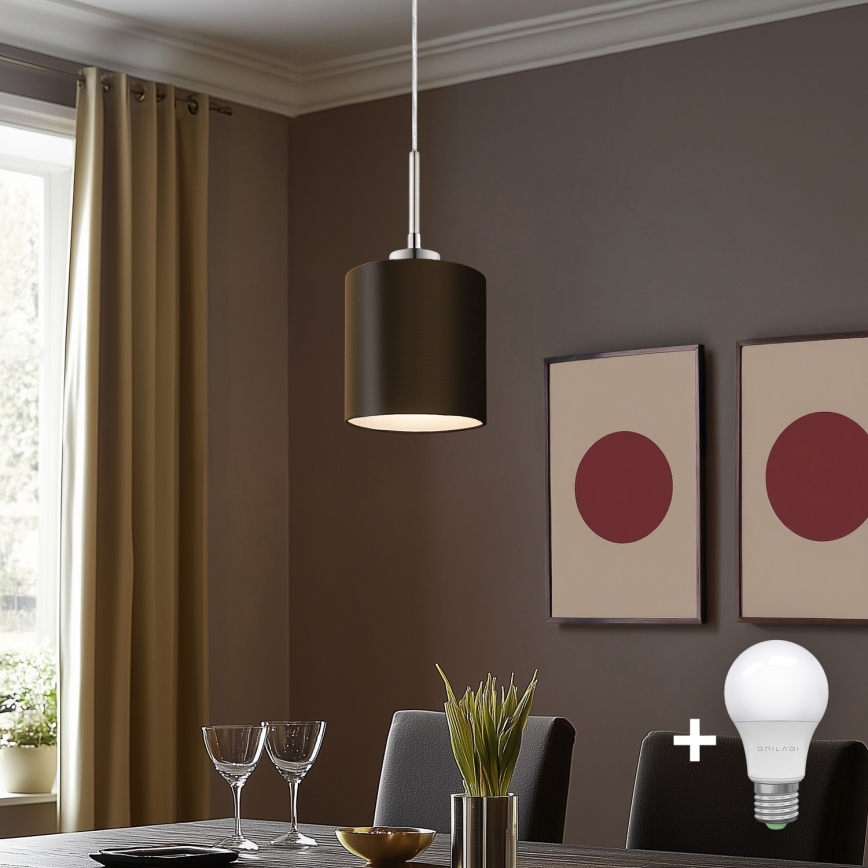 Eglo -  Κρεμαστό φωτιστικό οροφής LED TUNJA 1xE27/60W/230V καφέ