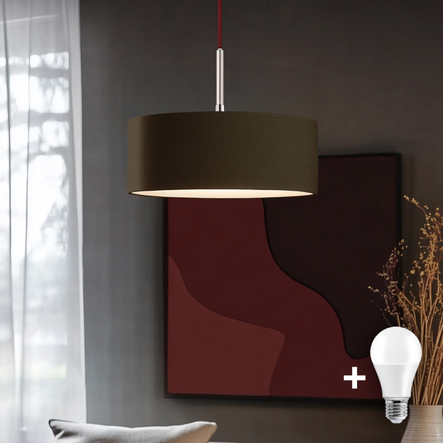 Eglo -  Κρεμαστό φωτιστικό οροφής LED TUNJA 1xE27/60W/230V καφέ