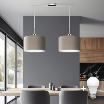 Eglo -  Κρεμαστό φωτιστικό οροφής LED TUNJA 2xE27/60W/230V taupe