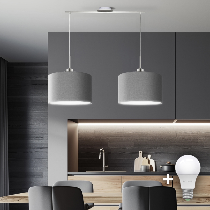 Eglo -  Κρεμαστό φωτιστικό οροφής LED TUNJA 2xE27/60W/230V γκρι