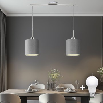 Eglo -  Κρεμαστό φωτιστικό οροφής LED TUNJA 2xE27/60W/230V γκρι