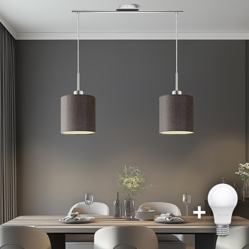 Eglo -  Κρεμαστό φωτιστικό οροφής LED TUNJA 2xE27/60W/230V καφέ