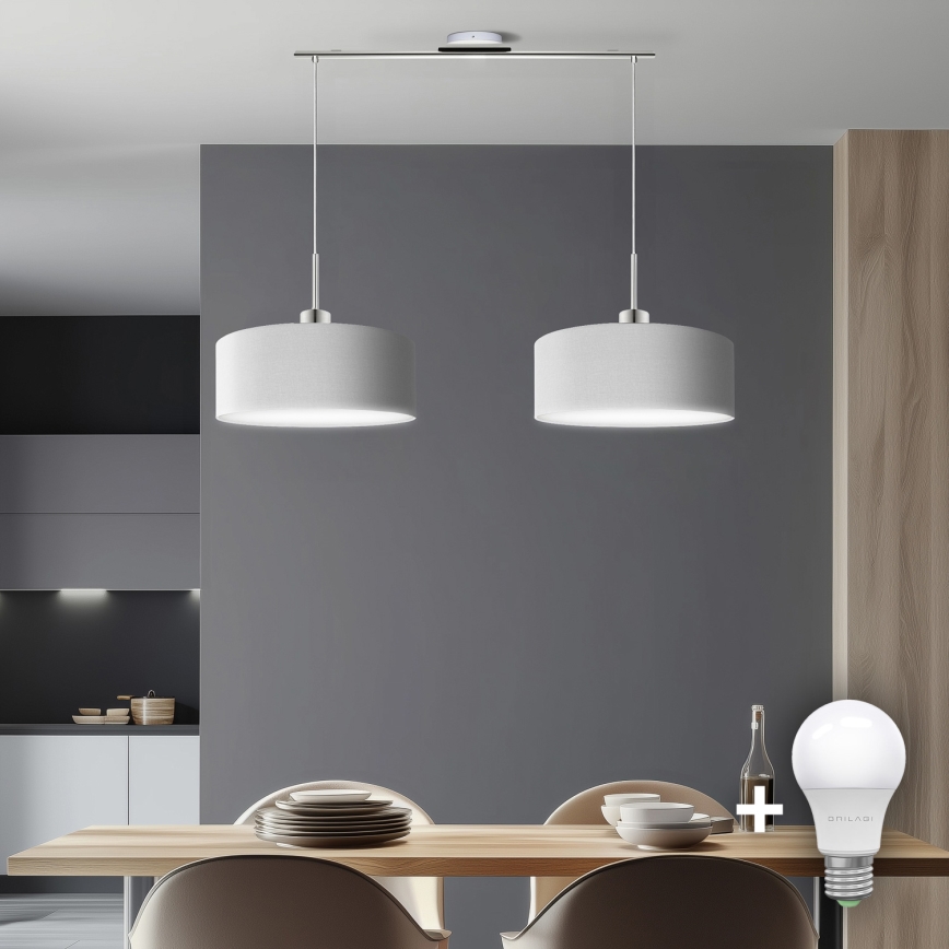 Eglo -  Κρεμαστό φωτιστικό οροφής LED TUNJA 2xE27/60W/230V λευκό