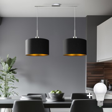 Eglo -  Κρεμαστό φωτιστικό οροφής LED TUNJA 2xE27/60W/230V μαύρο