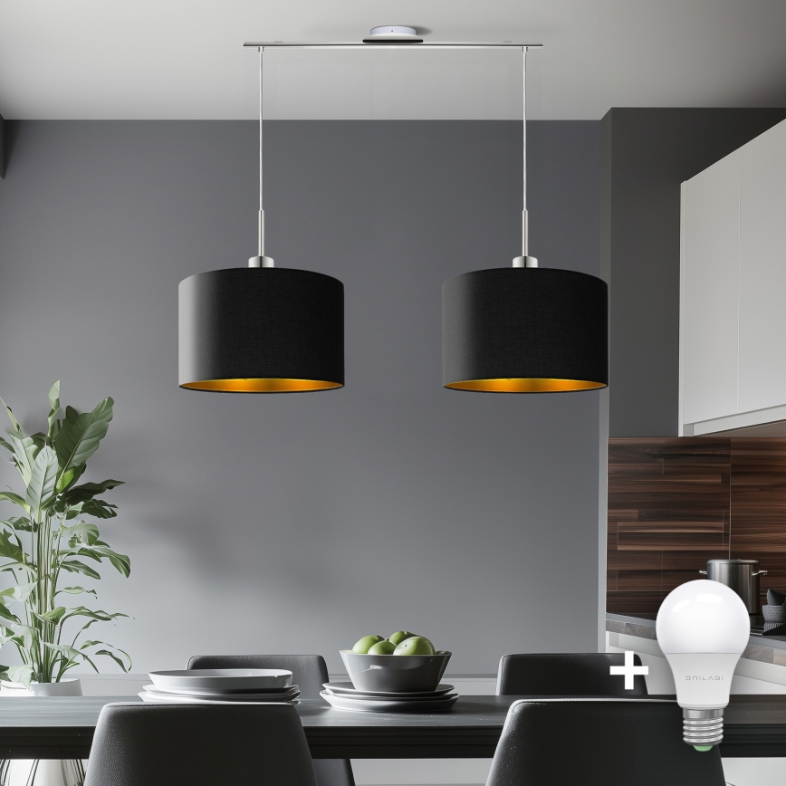 Eglo -  Κρεμαστό φωτιστικό οροφής LED TUNJA 2xE27/60W/230V μαύρο