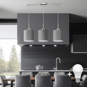 Eglo -  Κρεμαστό φωτιστικό οροφής LED TUNJA 3xE27/60W/230V γκρι