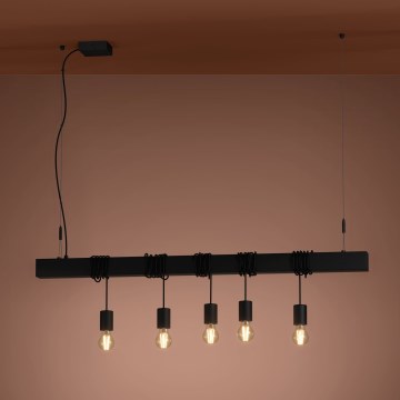 Eglo - Κρεμαστό φωτιστικό οροφής TOWNSHEND 5xE27/40W/230V μαύρο