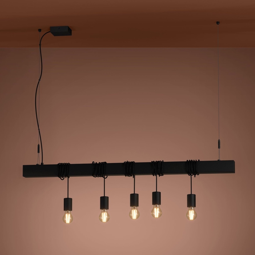 Eglo - Κρεμαστό φωτιστικό οροφής TOWNSHEND 5xE27/40W/230V μαύρο