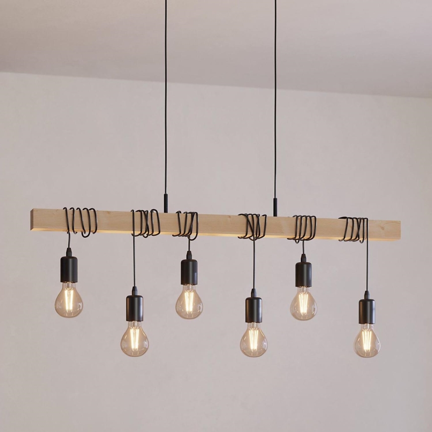 Eglo - Κρεμαστό φωτιστικό οροφής  TOWNSHEND 6xE27/60W/230V - FSC πιστοποιημένο