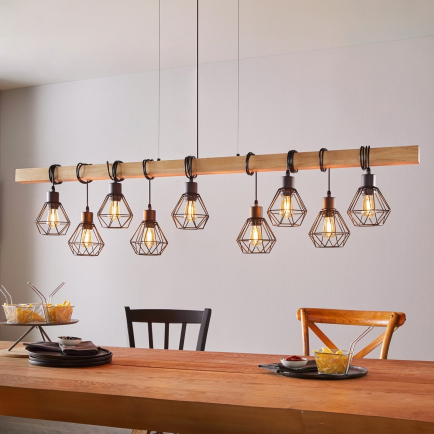 Eglo -Κρεμαστό φωτιστικό οροφής TOWNSHEND 9xE27/60W/230V - FSC πιστοποιημένο