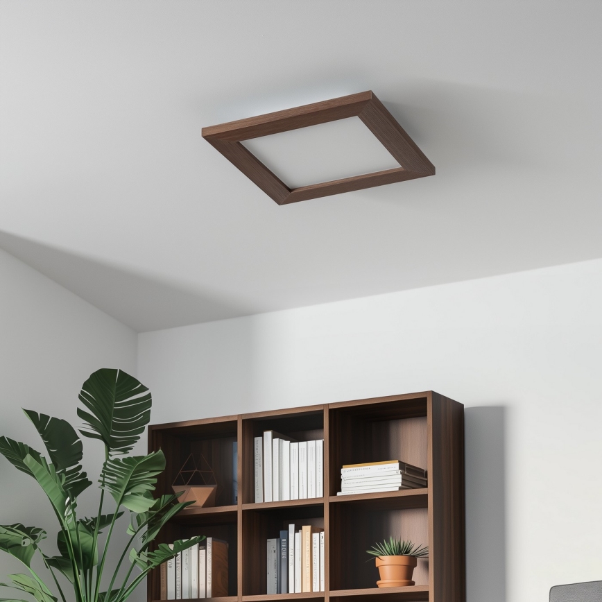 Eglo - Πάνελ πλαφονιέρα LED SALOBRENA-RW WOOD LED/17W/230V 2700/4000K 34x34 cm σκούρο καφέ